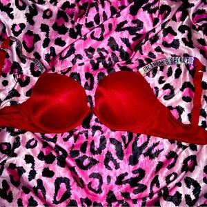 red push up rhinestone VS bra